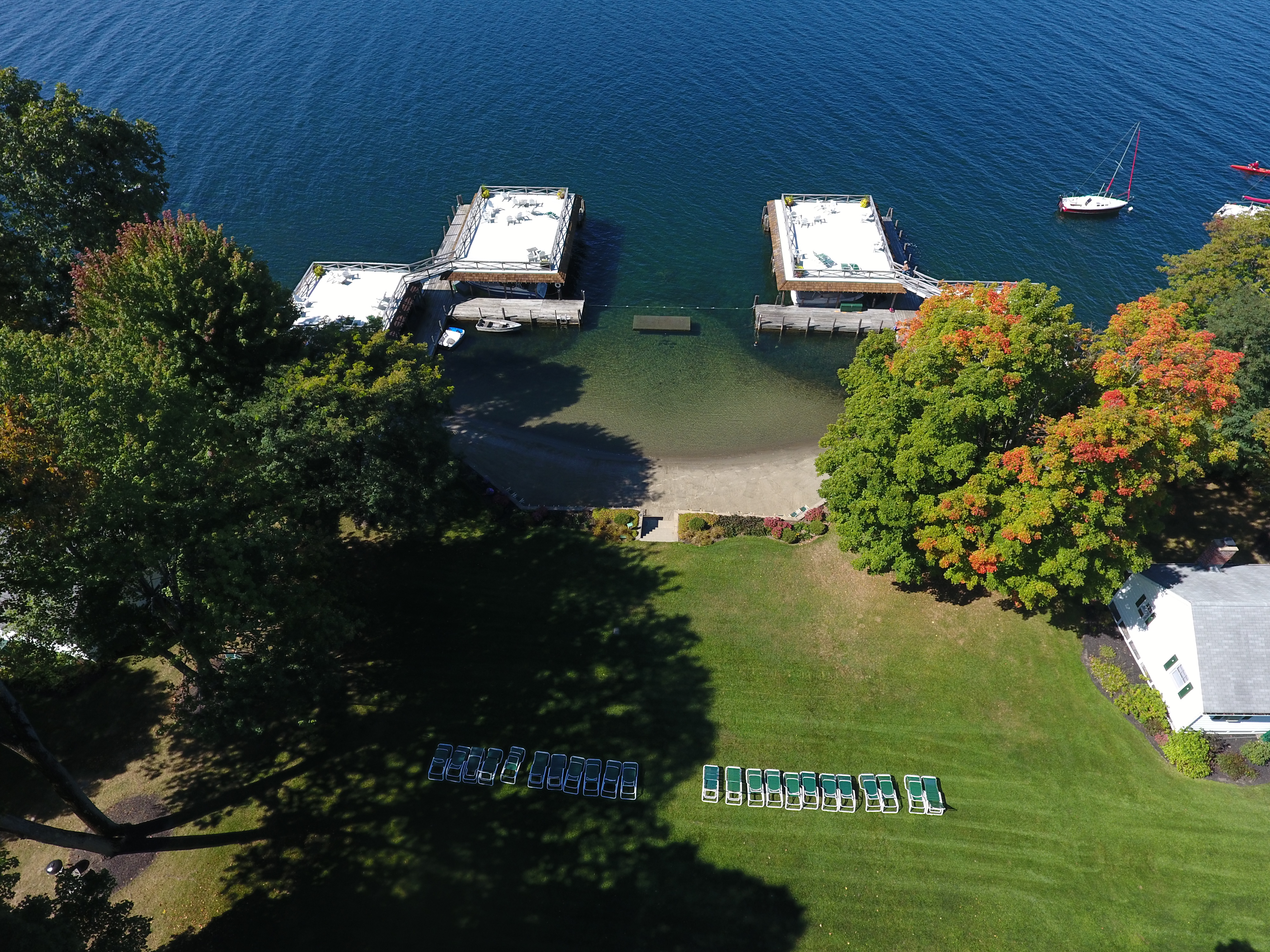 Lake George vacation cabin rental Fall Foliage at Takundewide Cottages on Lake George