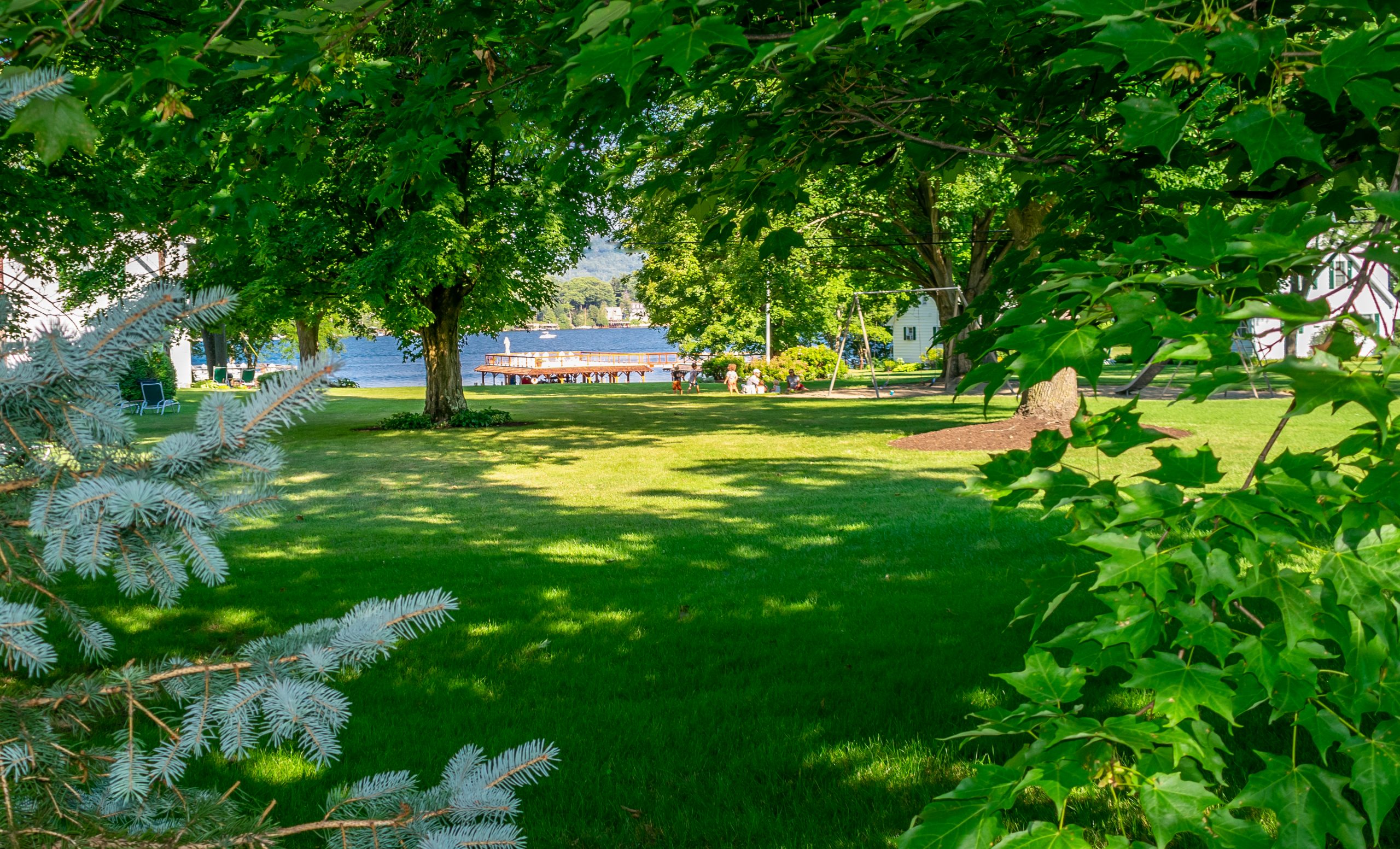 Lake George vacation cabin rental at Takundewide Cottages playground