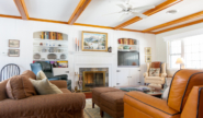 The Mason House Great Room with TV and fireplace