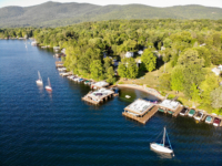 Takundewide aerial view of docks and moorings